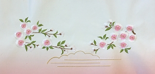 桜　屏風　刺繍