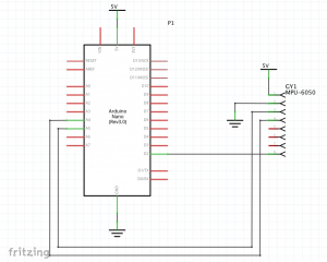 Arduino NanoとGY-521(MPU6050)の回路図